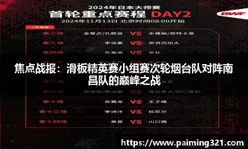 焦点战报：滑板精英赛小组赛次轮烟台队对阵南昌队的巅峰之战